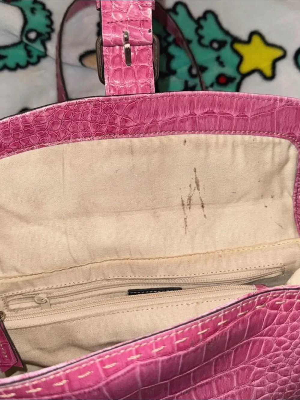 Vintage Liz Claiborne Faux-Croc Shoulder Bag